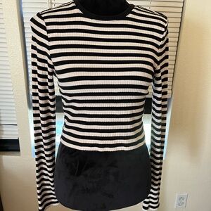 Wild Fable Black and White Striped Long Sleeve Top